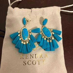 Kendra Scott Turquoise Kristen Raffia Tassel Earrings